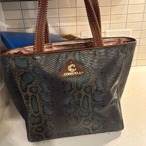 Consuela Rattler Classic Leather Tote Snake Print, BEAUTIFUL!